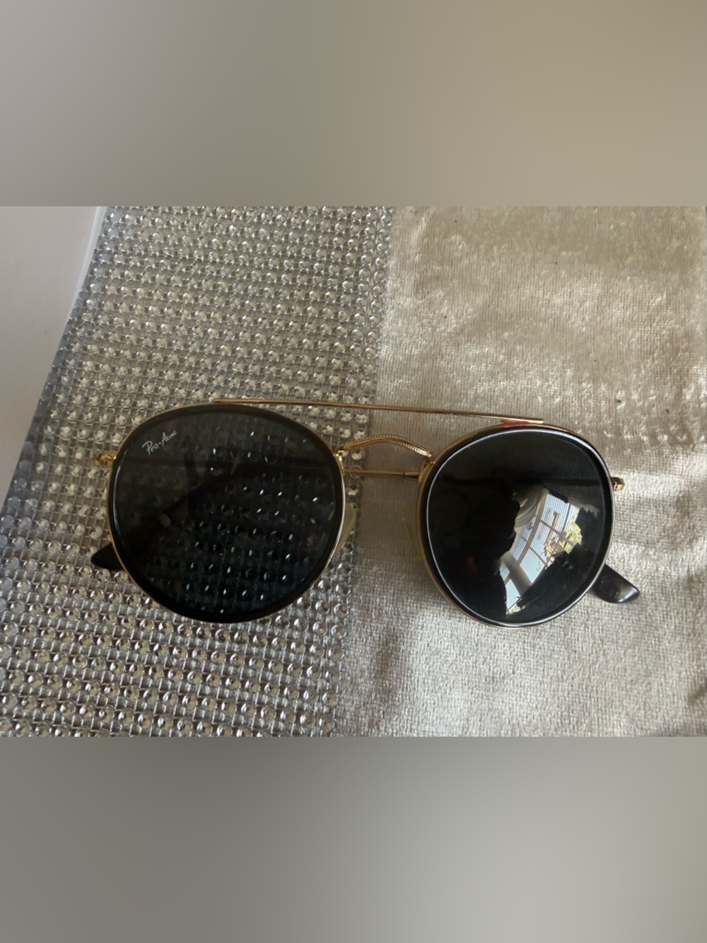 Unisex ray ban gold aviator black sunglasses - Picture 2 of 6